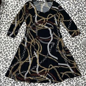 Susan Graver Chain Pattern Dress with Gold and Silver Accents